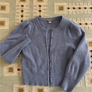 J. Crew Light Blue Ribbed Button-Front Cardigan